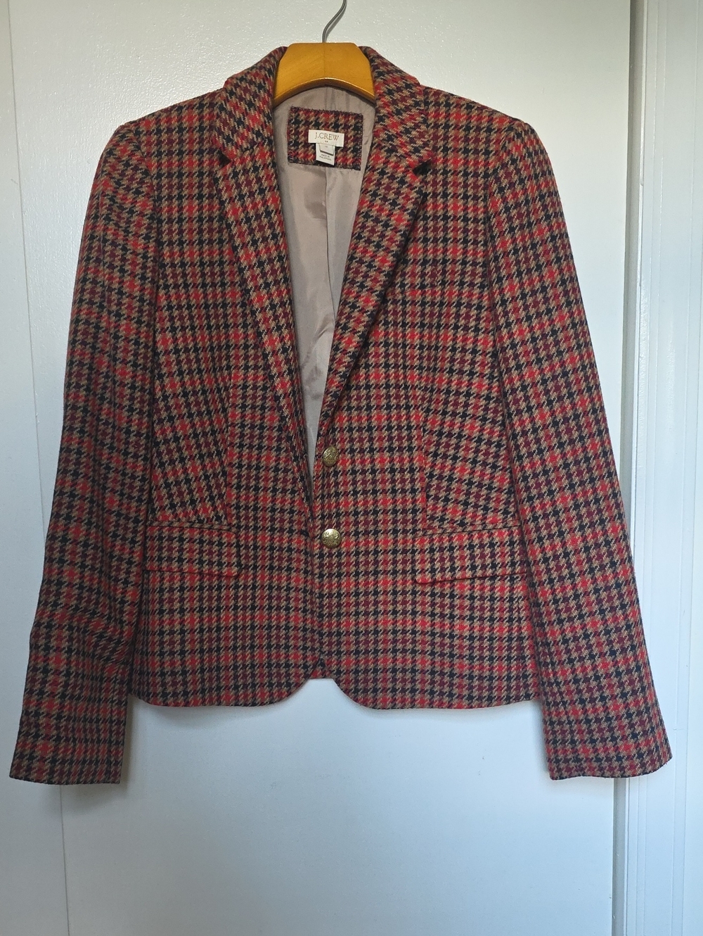 J. Crew Red - Houndstooth Blazer